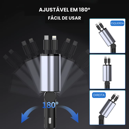 Carregador Max 4 em 1 para carro - 5x mais rápido - Iphone e Android